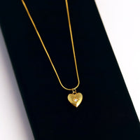 Starburst Heart Pendant Necklace | Anti-Tarnish Gold Plated Snake Chain | Minimalist Jewelry Gift for Her