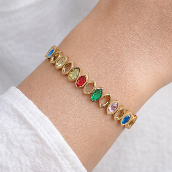 Multicolor Marquise Stone Bracelet | Anti-Tarnish Fashion Jewelry