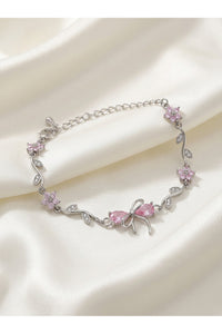 Floral Pink Bow Bracelet | Anti-Tarnish & Waterproof