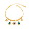 Turquoise Sunburst Charm Bracelet - Anti Tarnish Gold Plated Stainless Steel Chain