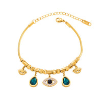 Turquoise Sunburst Charm Bracelet - Anti Tarnish Gold Plated Stainless Steel Chain