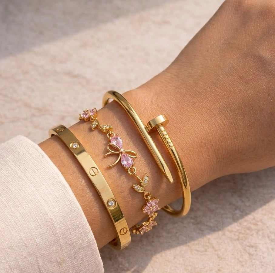 The 'It Girl' 3-Piece Anti-Tarnish Gold Plated Bracelet Stack