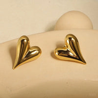 Puffy Heart Stud Earrings - Anti-Tarnish Gold Plated | 3D Design