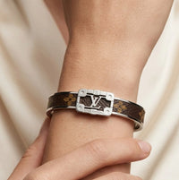 Designer Monogram Cuff Bracelet - Anti-Tarnish Gold Plated | Moncheri Jewels