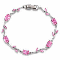 Tulip Pink Floral Stone Vine Bracelet | Anti-Tarnish