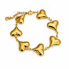 Anti-Tarnish Gold Plated Puffy Heart Link Bracelet - Korean Style