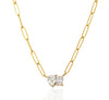 Anti-Tarnish Gold Plated Paperclip Necklace | Two-Stone CZ Pendant