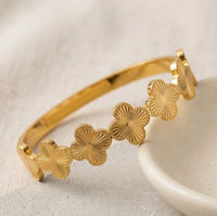 Clover Motif Anti-Tarnish Gold Plated Bracelet for Women