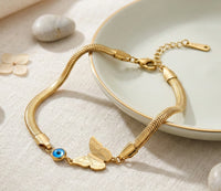 Evil Eye & Butterfly Snake Chain Bracelet | Anti-Tarnish Gold Plated | Korean Style