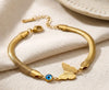 Evil Eye & Butterfly Snake Chain Bracelet | Anti-Tarnish Gold Plated | Korean Style