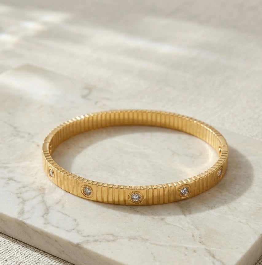 Crystal Studded Anti-Tarnish Gold-Plated Bracelet