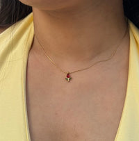 Dainty Red Rose Pendant Necklace - Anti Tarnish Gold Plated
