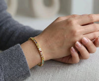 Rainbow Crystal Slim Bangle | Anti-Tarnish Gold Plated Korean Style Bracelet