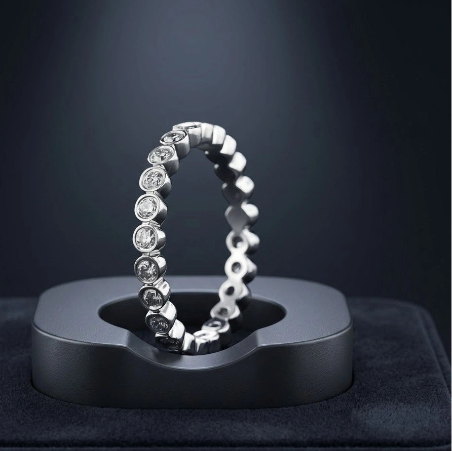 Bezel Set Crystal Eternity Band - High Quality Fashion Ring
