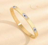 Evil Eye Anti-Tarnish Gold Plated Bangle Bracelet for Women