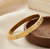 Crystal Studded Anti-Tarnish Gold-Plated Bracelet