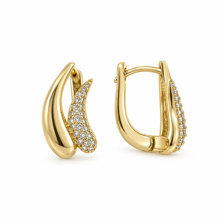 Curved Sparkle Earrings | Anti Tarnish Gold Plated