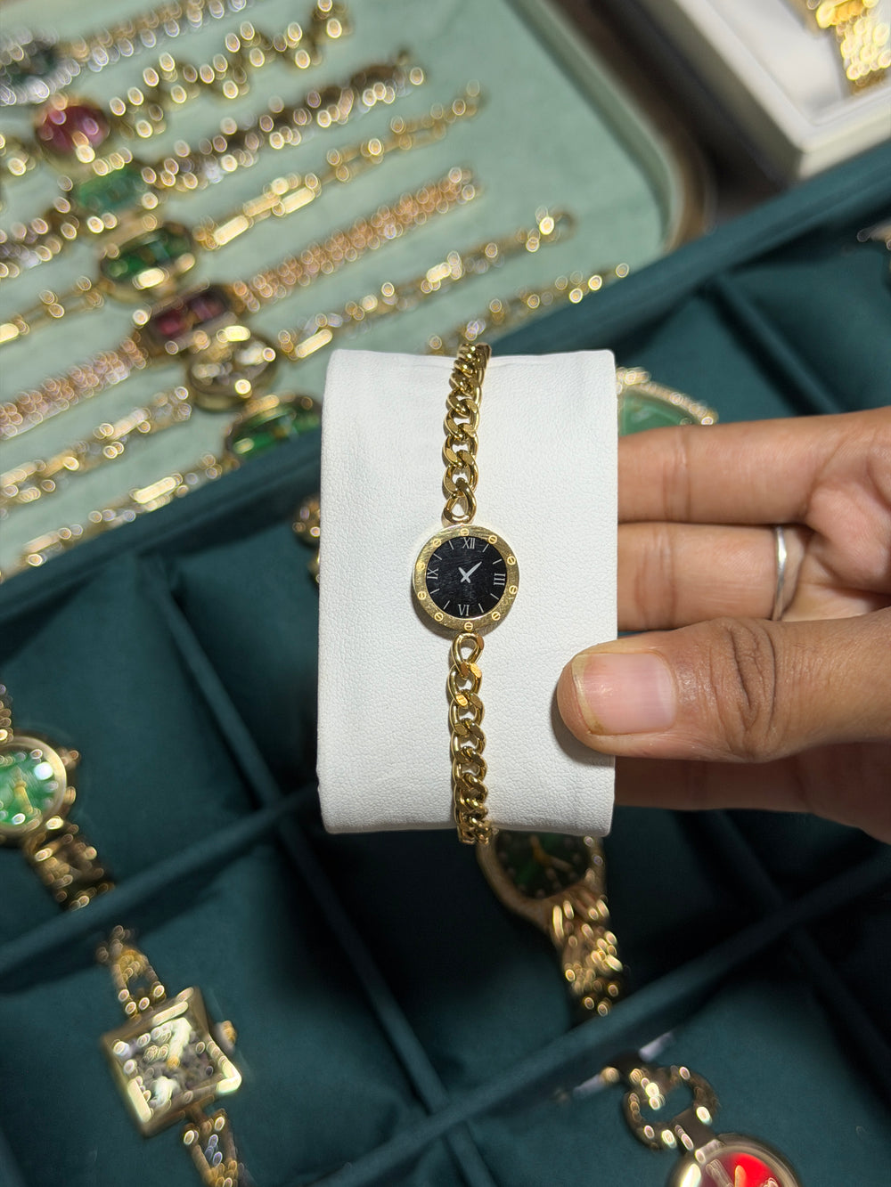 Vintage Chain Link Watch Bracelet - Anti-Tarnish Gold Plated ( Dummy Watch )