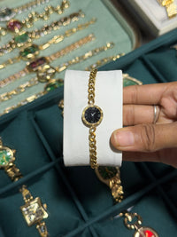 Vintage Chain Link Watch Bracelet - Anti-Tarnish Gold Plated ( Dummy Watch )