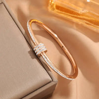 Korean Style Triple Ring Rose Gold Plated Bangle - Anti Tarnish
