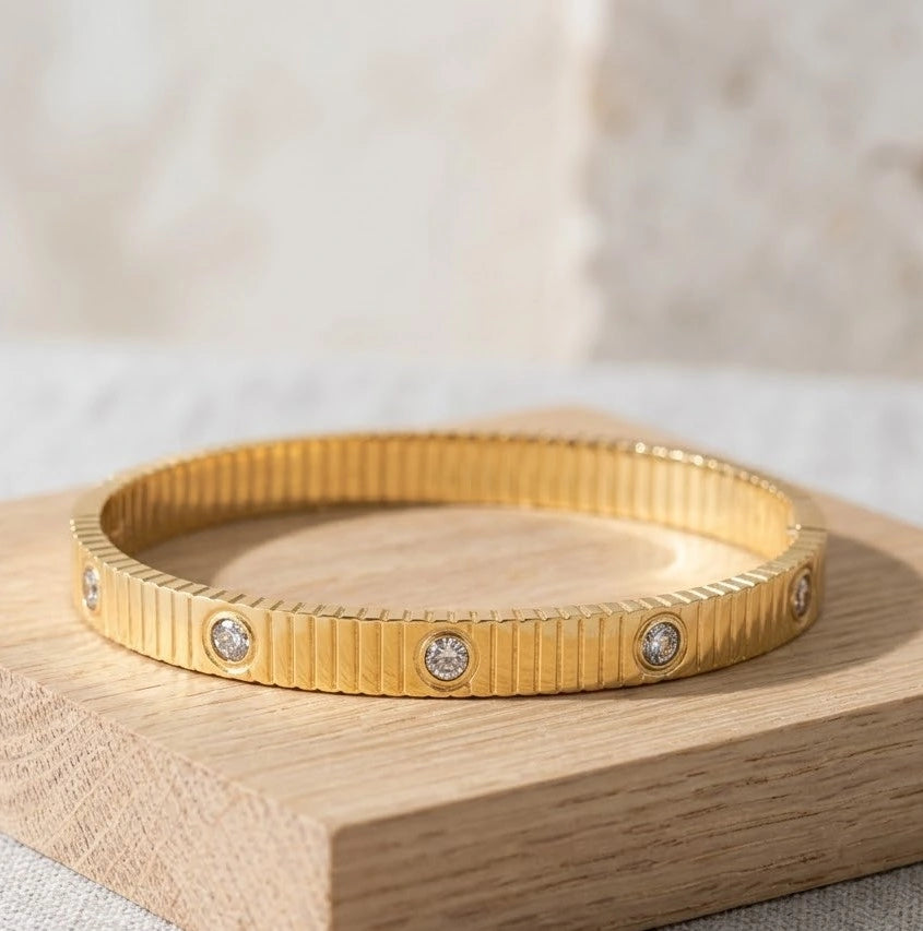 Crystal Studded Anti-Tarnish Gold-Plated Bracelet