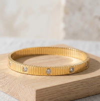 Crystal Studded Anti-Tarnish Gold-Plated Bracelet