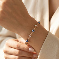 Anti-Tarnish Rose Gold Plated Evil Eye Cable Bracelet
