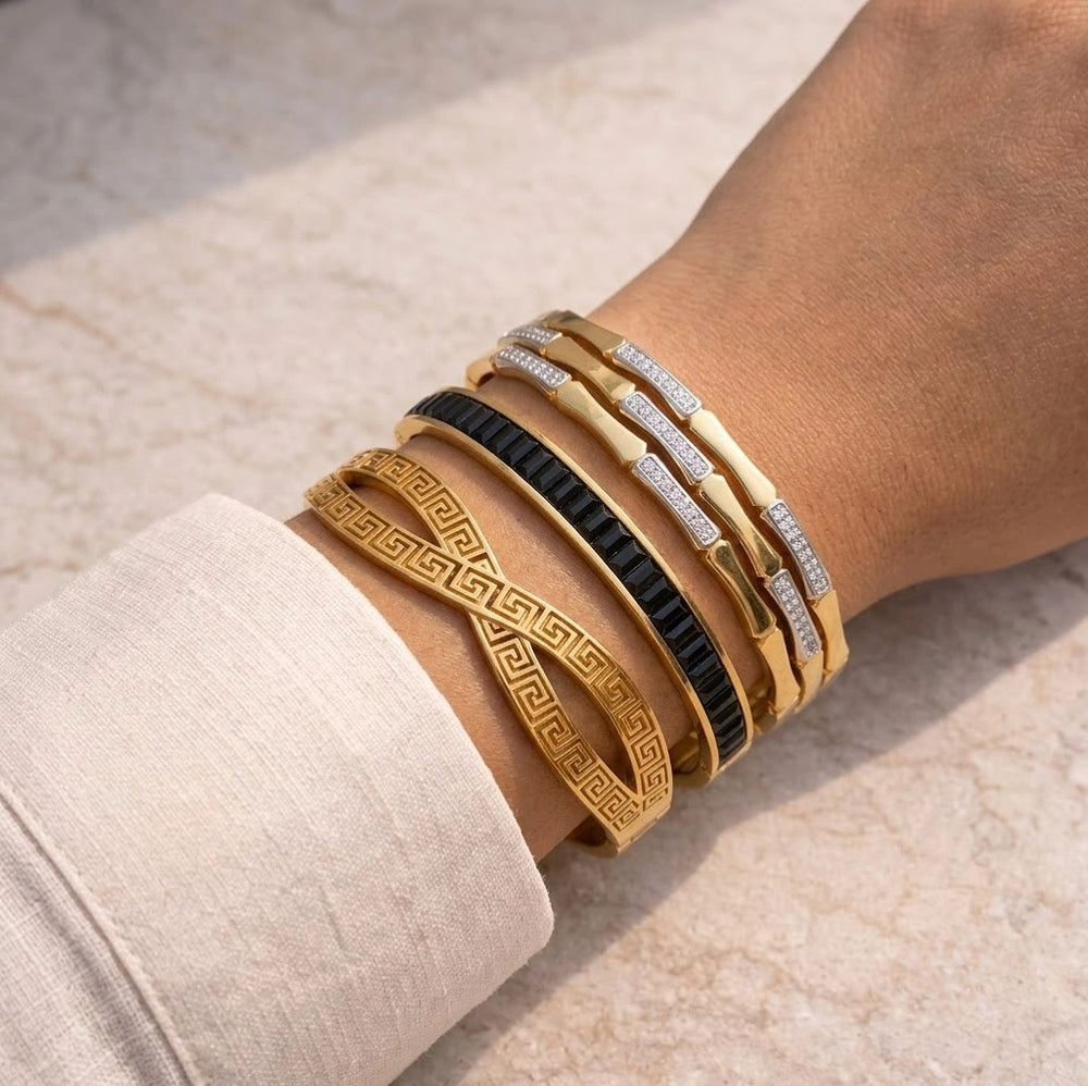3-Piece Anti-Tarnish Gold Plated Infinity & Crystal Bracelet Combo