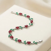 Red Floral Vine Anti-Tarnish Gold Plated Bracelet | Minimalist Daily Wear