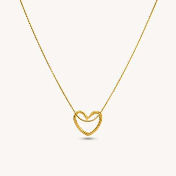 Golden Eternal Heart Anti-Tarnish Necklace – Korean Inspired Waterproof Jewelry