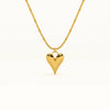 Golden Puffy Heart Pendant Necklace - Anti-Tarnish Waterproof Korean Jewelry