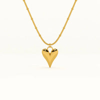 Golden Puffy Heart Pendant Necklace - Anti-Tarnish Waterproof Korean Jewelry