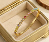 Rainbow Crystal Slim Bangle | Anti-Tarnish Gold Plated Korean Style Bracelet