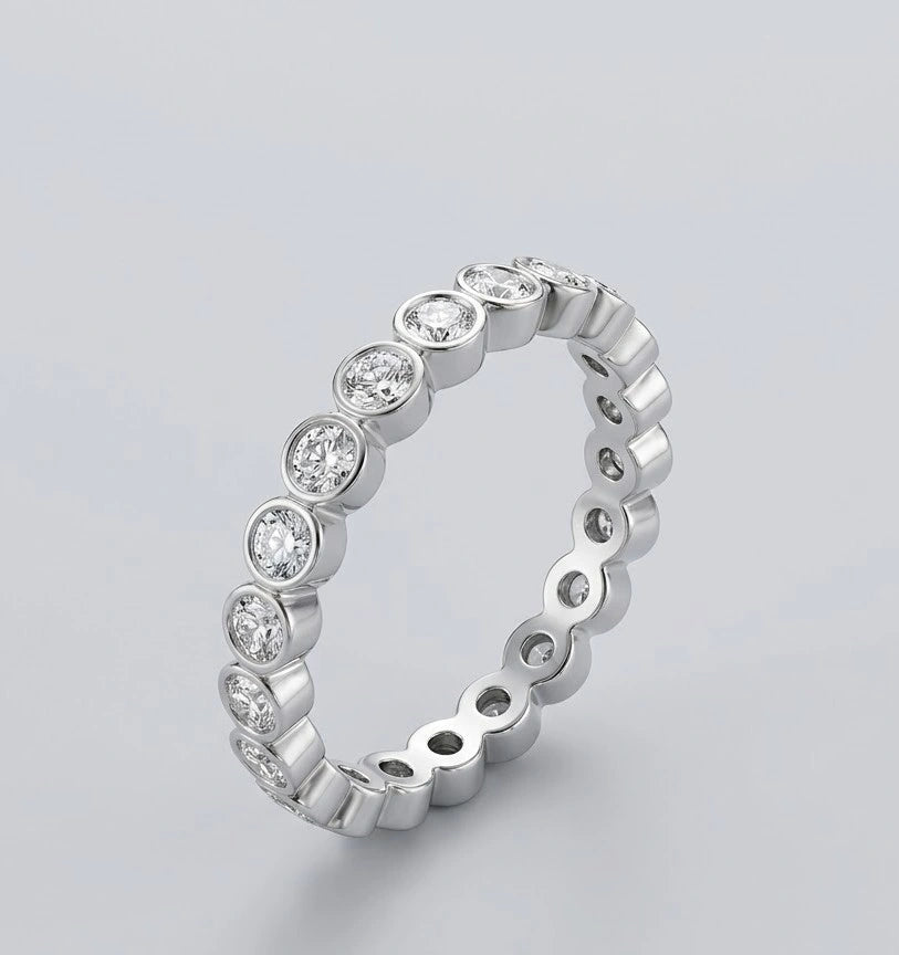 Bezel Set Crystal Eternity Band - High Quality Fashion Ring