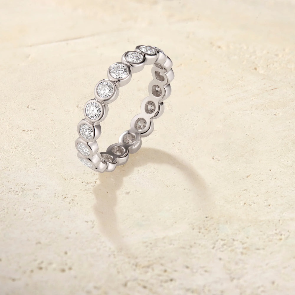 Bezel Set Crystal Eternity Band - High Quality Fashion Ring