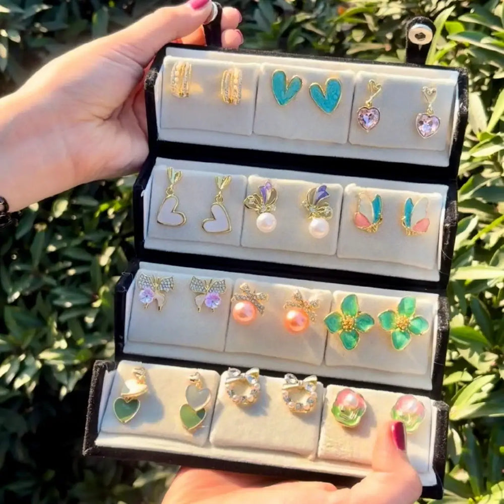 Western Earring Folding Gift Box - 12 Pair Earrings(Random Design)