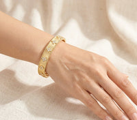 Anti-Tarnish Gold Plated Clover Bangle Bracelet - Korean Style Waterproof Jewellery