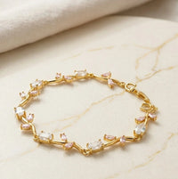 Floral Vine Crystal Anti Tarnish Gold Plated Bracelet