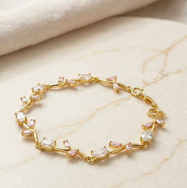model wear, on hand, dainty wavy bracelet