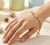Evil Eye & Butterfly Snake Chain Bracelet | Anti-Tarnish Gold Plated | Korean Style