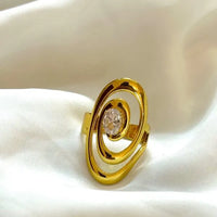 Abstract Double Oval Solitaire Ring | Anti-Tarnish Finish