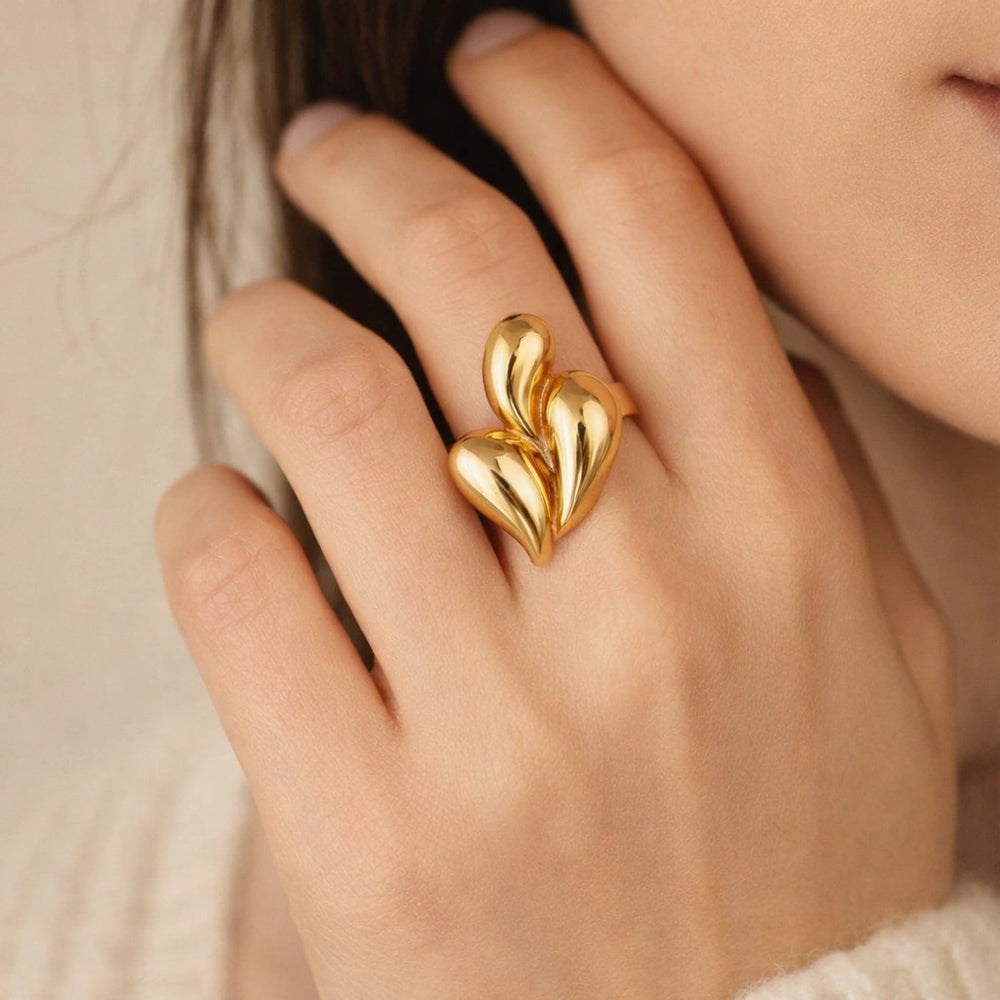 Abstract Liquid Droplet Statement Ring | Anti-Tarnish Gold Plated