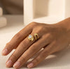 Abstract Sculptural Open Ring with Zirconia | Anti-Tarnish Fashion Jewelry