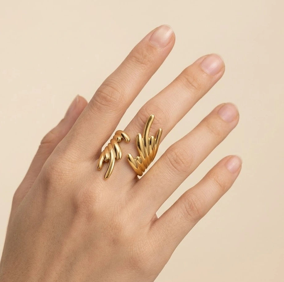 Abstract Sculptural Wrap Ring | Anti-Tarnish Statement Jewelry