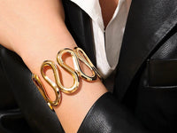 Abstract Wavy Gold Plated Statement Cuff Bracelet