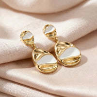 Abstract White Enamel Drop Earrings | High Quality Fashion Earring