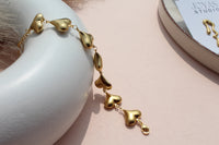Anti-Tarnish Gold Plated Puffy Heart Link Bracelet - Korean Style