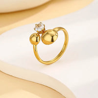 Geometric Sphere & Crystal Open Ring | Anti-Tarnish Fashion Jewelry
