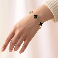 Black Clover Bracelet - Anti-Tarnish Gold Plated | Lucky Four Leaf Charm