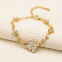 Floral Vine Crystal Bracelet | Anti-Tarnish Gold-Plated